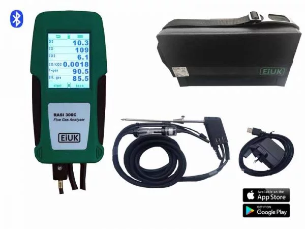 RASI300C - Flue Gas Analyser bluetooth & Printer kit for commercial installations